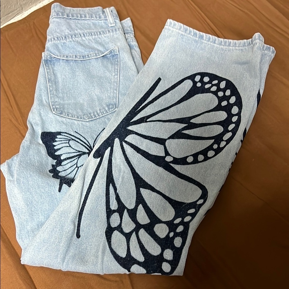 Simply society women Light Blue Jeans with Black Butterfly Design - Picture 6 of 8
